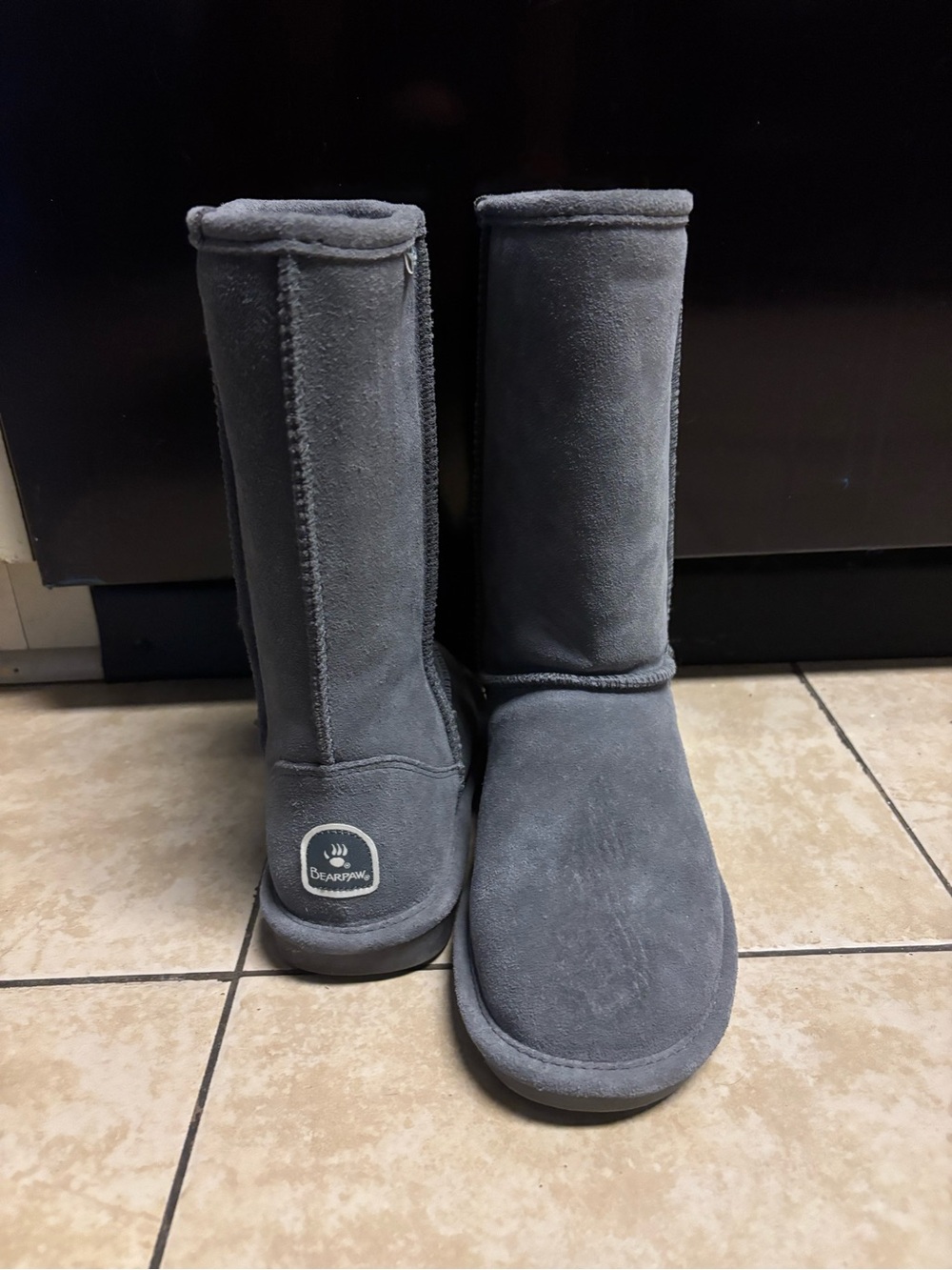 BearPaw Tall Gray Suede Winter Boots